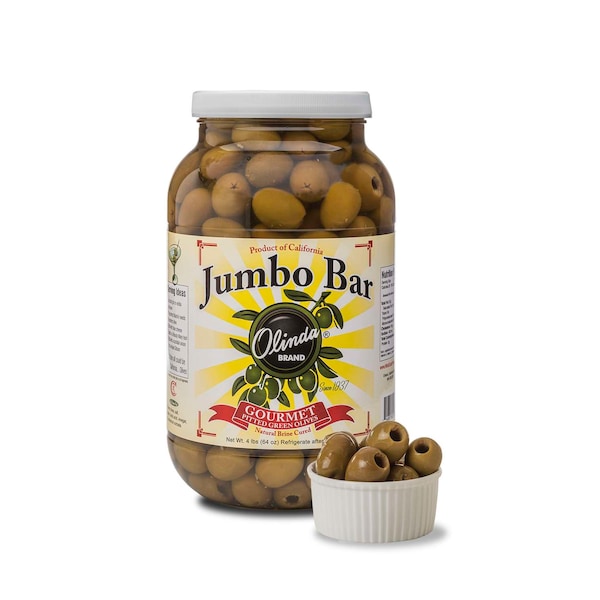 Olinda Jumbo California Queen Pitted Olive 110/120 1 gal. PET Jars, PK4 62015 - main